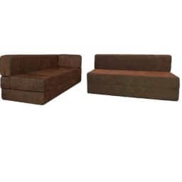 L Shaped 5 Seater Double Foam Fold Out Sofa Cum Bed (Brown)