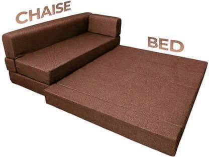 L Shaped 5 Seater Double Foam Fold Out Sofa Cum Bed (Brown)