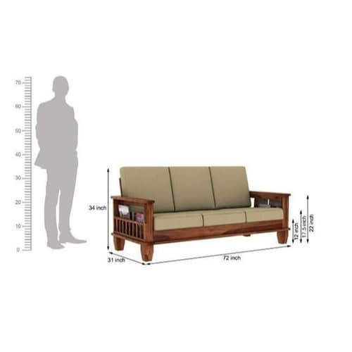 Wooden 3 Seater Sofa for Living Room  (Brown)