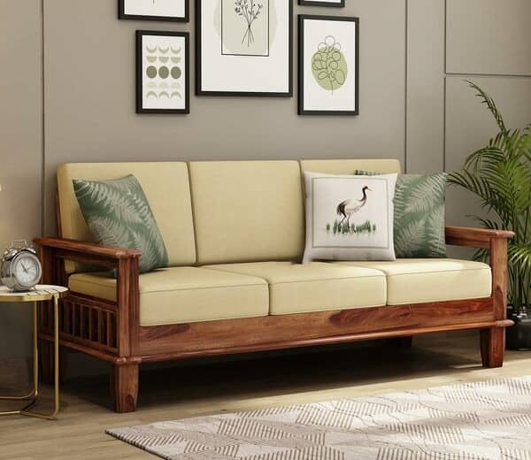 Wooden 3 Seater Sofa for Living Room  (Brown)
