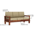 Wooden 3 Seater Sofa for Living Room  (Brown) - rear_view