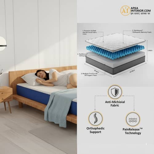 Orthopedic Mattress Queen Size  (78x60x6 Inch) | Medium-Firm Feel, Pain Release ; Spine Support