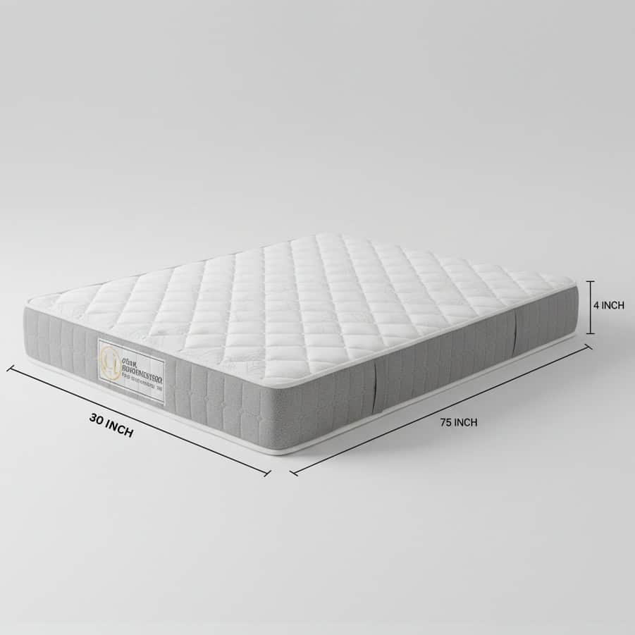 Semi Orthopedic Mattress | Softy Foam for Dual Comfort, Back Support & Pain Relief | Single Size (75x30x4 Inch), White - front_view