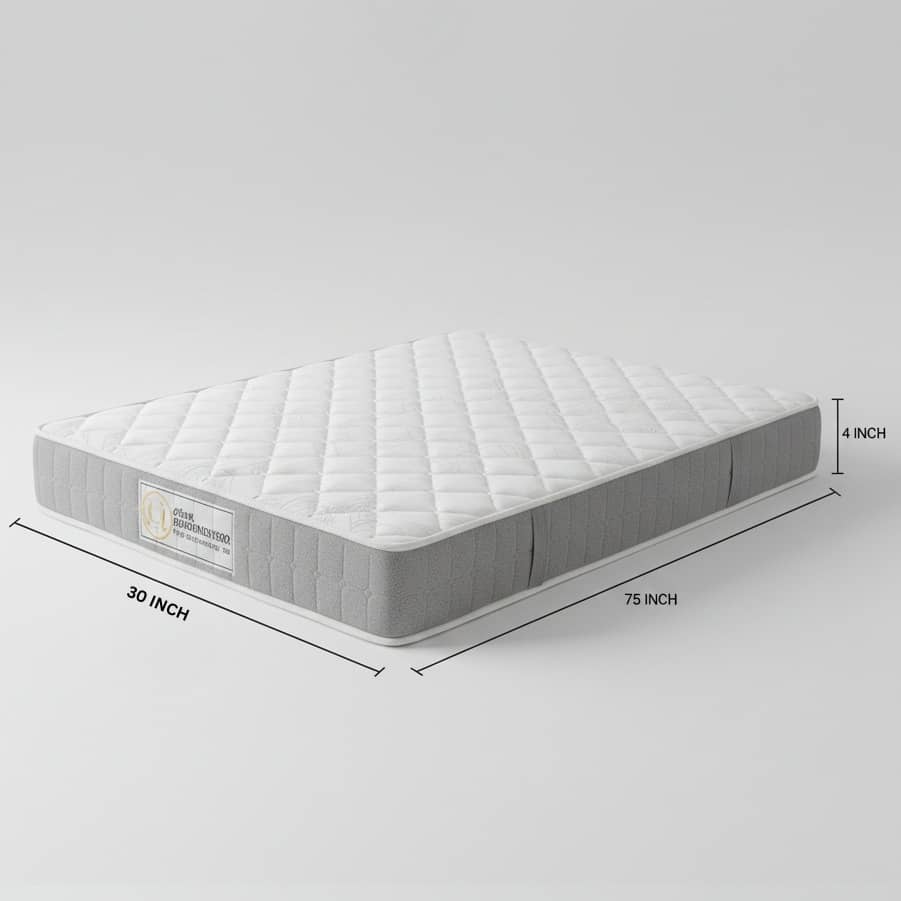 Semi Orthopedic Mattress | Softy Foam for Dual Comfort, Back Support & Pain Relief | Single Size (75x30x4 Inch), White