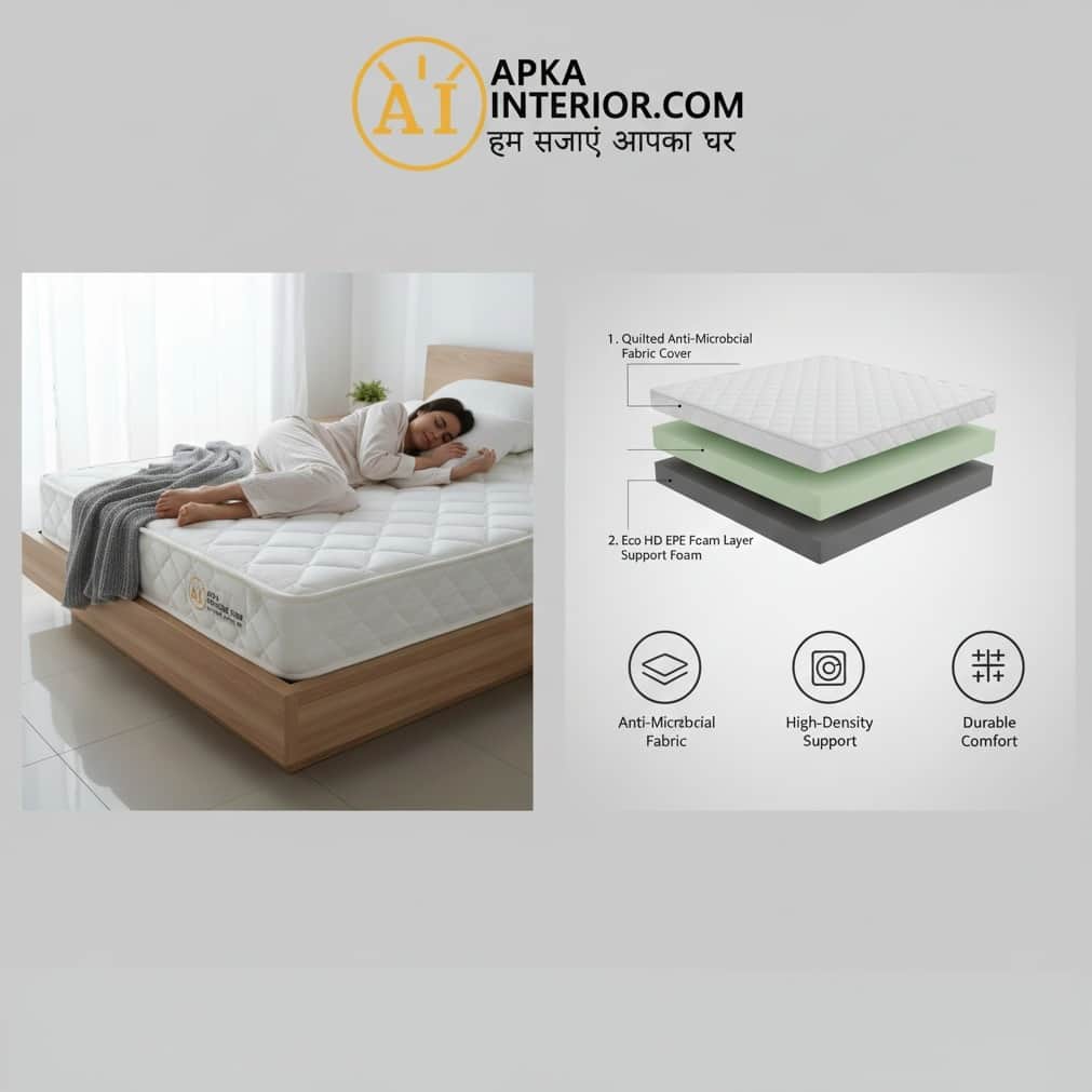High-Density Foam Mattress | Orthopedic, Dual-Sided Firm Support & Quilted Anti-Microbial Fabric Cover |  (72x30x4 Inch) Single Size - rear_view