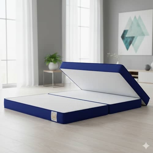 Tri-fold King Size Folding Mattress (72x36x4 Inch) | Portable Medium-Firm Memory Foam Floor Bed with Cooling Gel Technology for Travel, Camping, & Guests