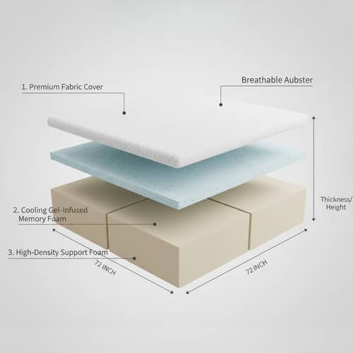 Tri-fold King Size Folding Mattress (72x36x4 Inch) | Portable Medium-Firm Memory Foam Floor Bed with Cooling Gel Technology for Travel, Camping, & Guests
