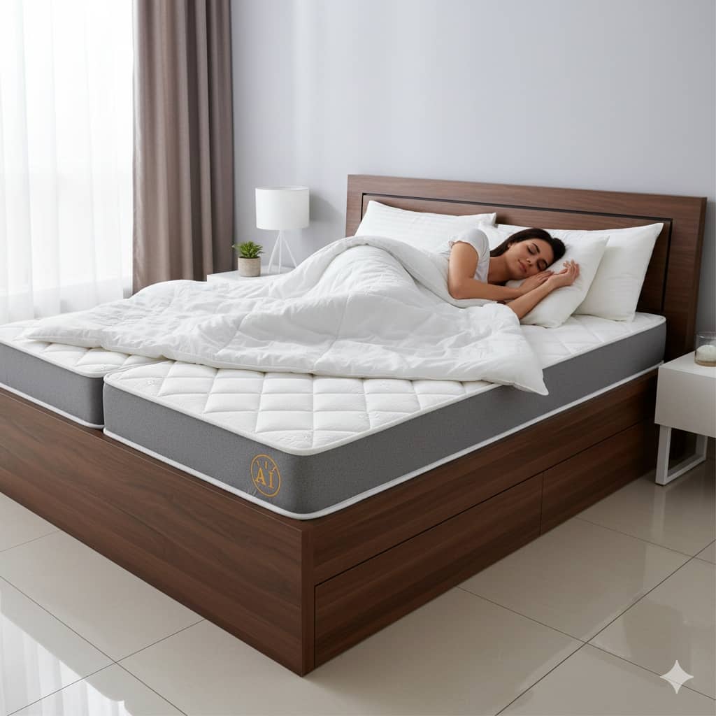 Queen Size 4-Inch Orthopaedic Foldable Mattress (72x60) | Dual Fold, Extra Comfort PU Foam Floor Bed for Guests & Travel