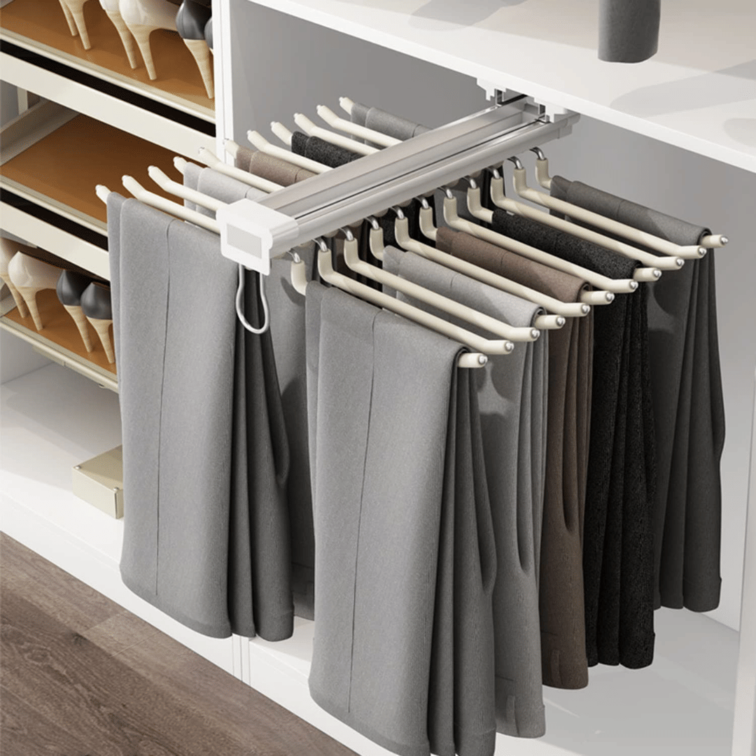 Soft Close Pull-Out Top-Mounted Trousers Rack (23x18x4 Inch)