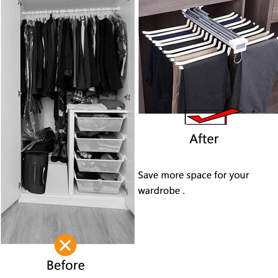 Soft Close Pull-Out Top-Mounted Trousers Rack (23x18x4 Inch) - rear_view