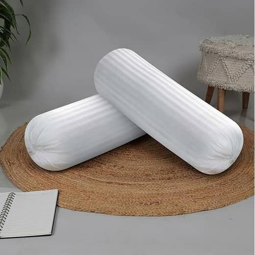 Microfibre Round Bolster Bed/Sofa/Diwan Pillow | Light, Soft & Fluffy For Neck & Back Support | Washable Breathable, Durable | Size 14X30 Inch Big Round Pillow | Set Of 2