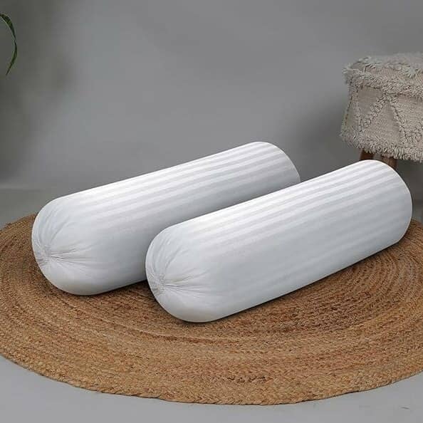 Microfibre Round Bolster Bed/Sofa/Diwan Pillow | Light, Soft & Fluffy For Neck & Back Support | Washable Breathable, Durable | Size 14X30 Inch Big Round Pillow | Set Of 2