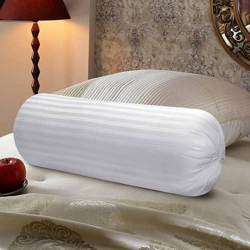 Microfibre Round Bolster Bed/Sofa/Diwan Pillow | Light, Soft & Fluffy For Neck & Back Support | Washable Breathable, Durable | Size 14X30 Inch Big Round Pillow | Set Of 2
