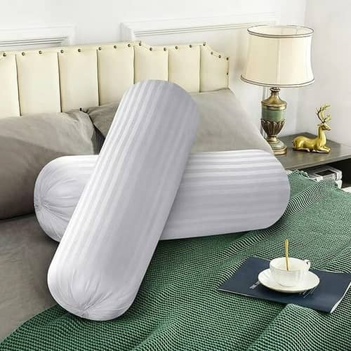 Microfibre Round Bolster Bed/Sofa/Diwan Pillow | Light, Soft & Fluffy For Neck & Back Support | Washable Breathable, Durable | Size 14X30 Inch Big Round Pillow | Set Of 2