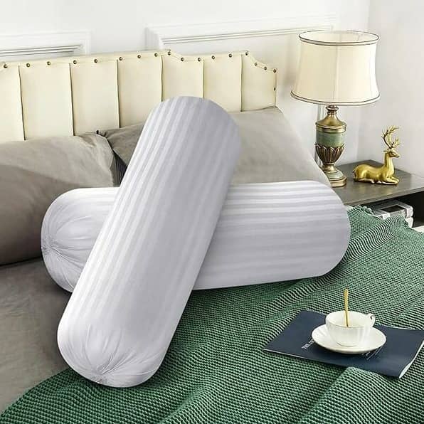 Microfibre Round Bolster Bed/Sofa/Diwan Pillow | Light, Soft & Fluffy For Neck & Back Support | Washable Breathable, Durable | Size 14X30 Inch Big Round Pillow | Set Of 2