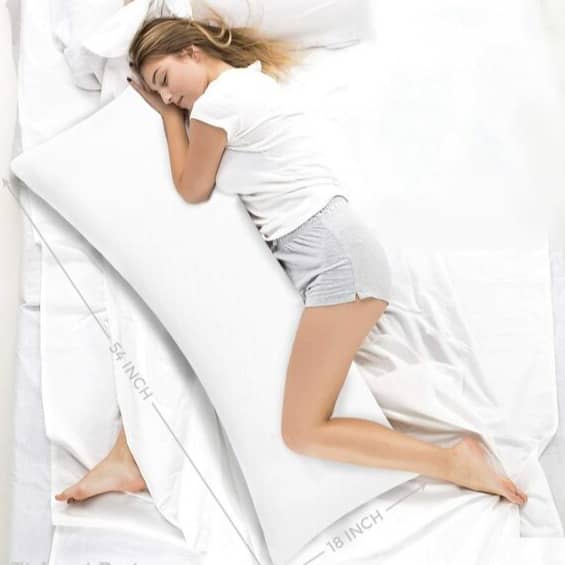 1 Piece Ultra Soft Microfiber Body Pillow, Long Large Pillows For Use During Pregnancy, Side Sleeper - Cotton White Stripes Cover Insert (54 X 18 Inches)