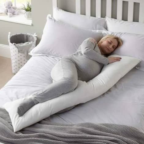 1 Piece Ultra Soft Microfiber Body Pillow, Long Large Pillows For Use During Pregnancy, Side Sleeper - Cotton White Stripes Cover Insert (54 X 18 Inches)