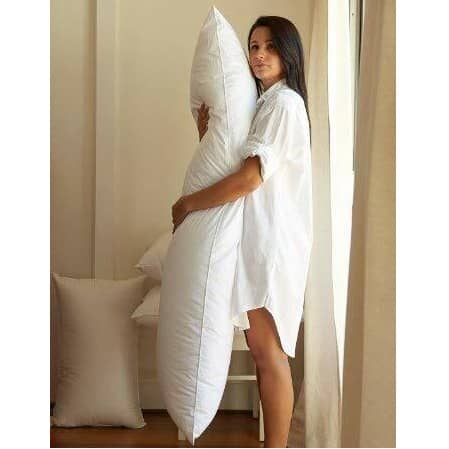1 Piece Ultra Soft Microfiber Body Pillow, Long Large Pillows For Use During Pregnancy, Side Sleeper - Cotton White Stripes Cover Insert (54 X 18 Inches)