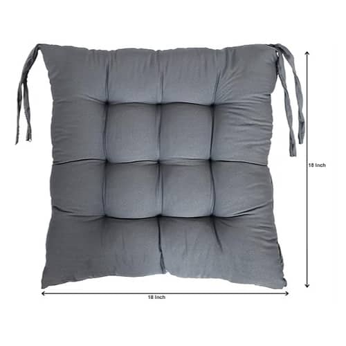 Chair Pads Set of 2 (Grey) | Soft Microfiber Square Seat Cushions with Ties | Comfortable Chair Pads for Home & Office