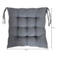 Chair Pads Set of 2 (Grey) | Soft Microfiber Square Seat Cushions with Ties | Comfortable Chair Pads for Home & Office - rear_view