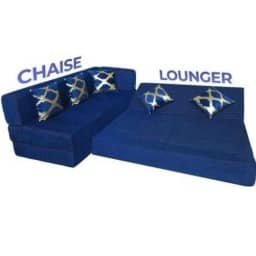 L Shaped 5 Seater Double Foam Fold Out Sofa Cum Bed (Blue)