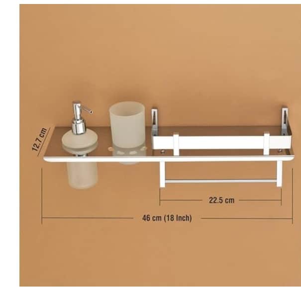 Stainless Steel 4 in 1 Multipurpose Bathroom Shelf - front_view