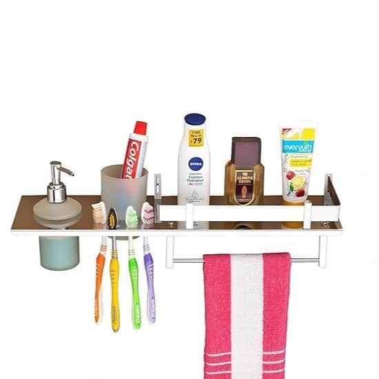 Stainless Steel 4 in 1 Multipurpose Bathroom Shelf - rear_view