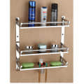Stainless Steel 3 Tier Shelf and Rack with Double Soap Dish and Toothbrush Holder - photo