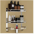 Stainless Steel 3 Tier Shelf and Rack with Double Soap Dish and Toothbrush Holder - front_view