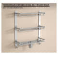 Stainless Steel 3 Tier Shelf and Rack with Double Soap Dish and Toothbrush Holder - right_view