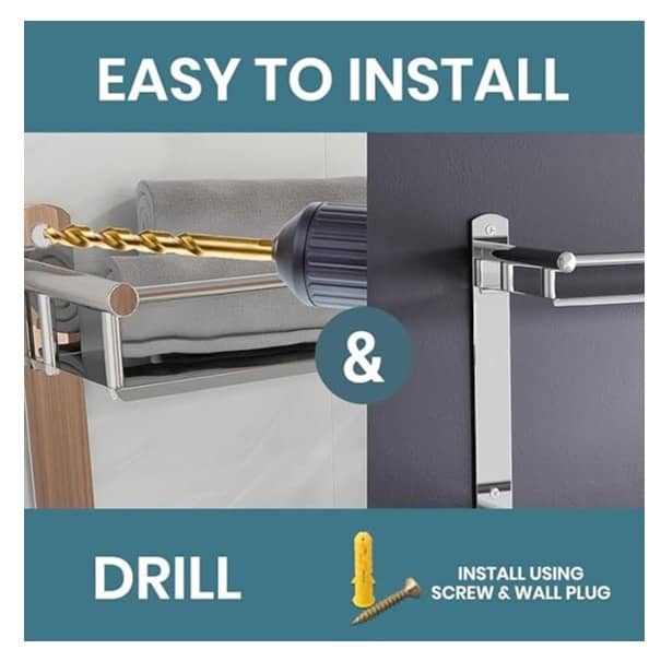 Stainless Steel 3 Tier Shelf and Rack with Double Soap Dish and Toothbrush Holder