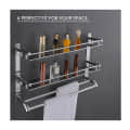 Stainless Steel Double Layer Shelf with Towel Rod (40×38×40Cm) - top_view