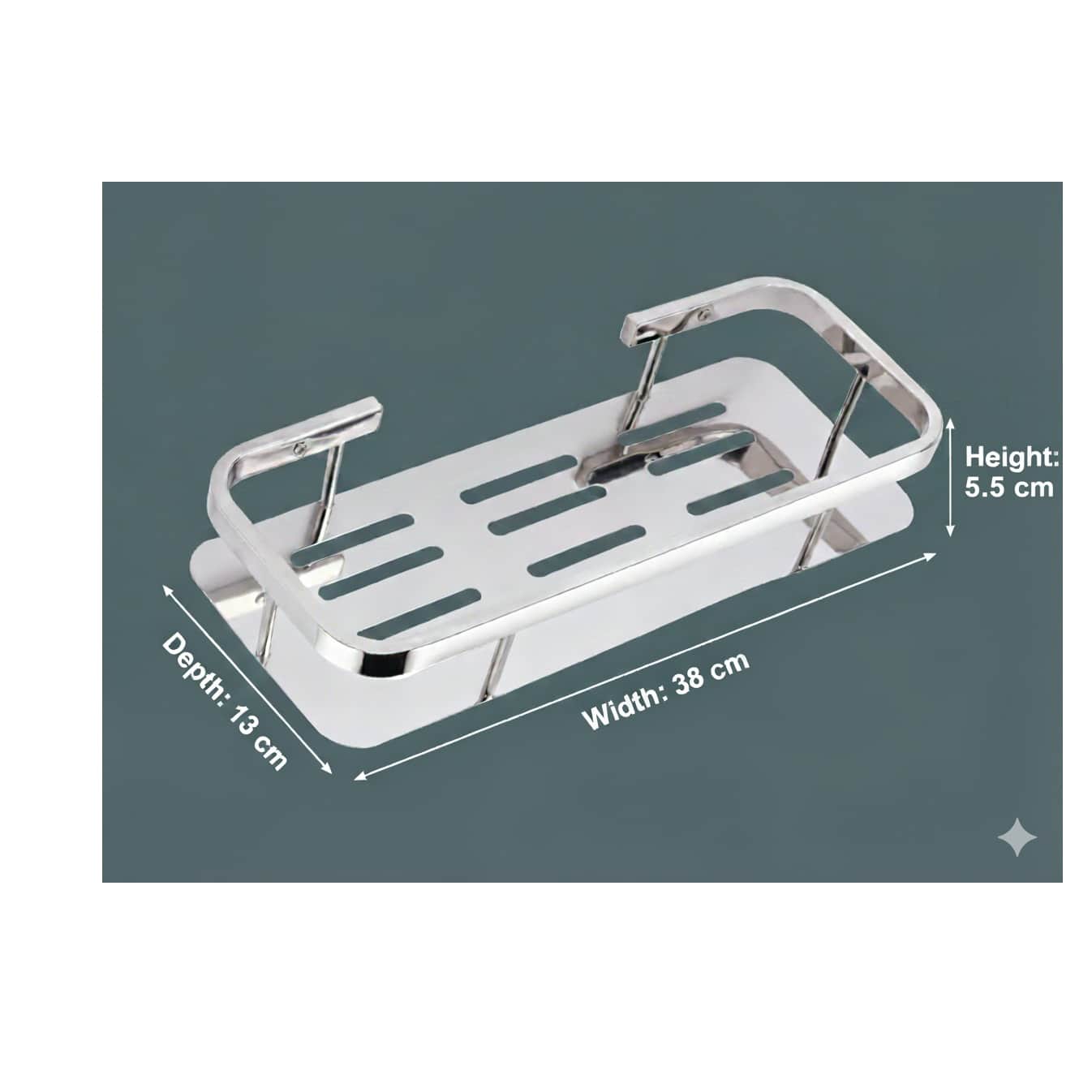 Bathroom Shelf and Rack Wall Mount (38x13x6 Cm) | Stainless Steel - front_view