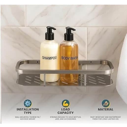 Bathroom Shelf and Rack Wall Mount (38x13x6 Cm) | Stainless Steel - top_view