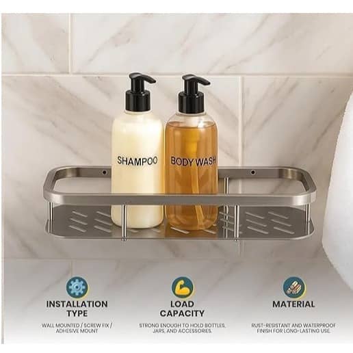 Bathroom Shelf and Rack Wall Mount (38x13x6 Cm) | Stainless Steel