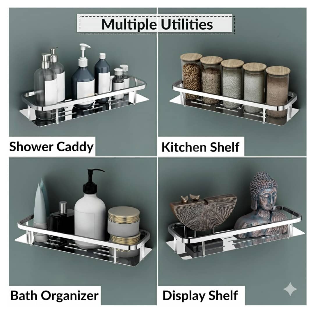 Bathroom Shelf and Rack Wall Mount (38x13x6 Cm) | Stainless Steel