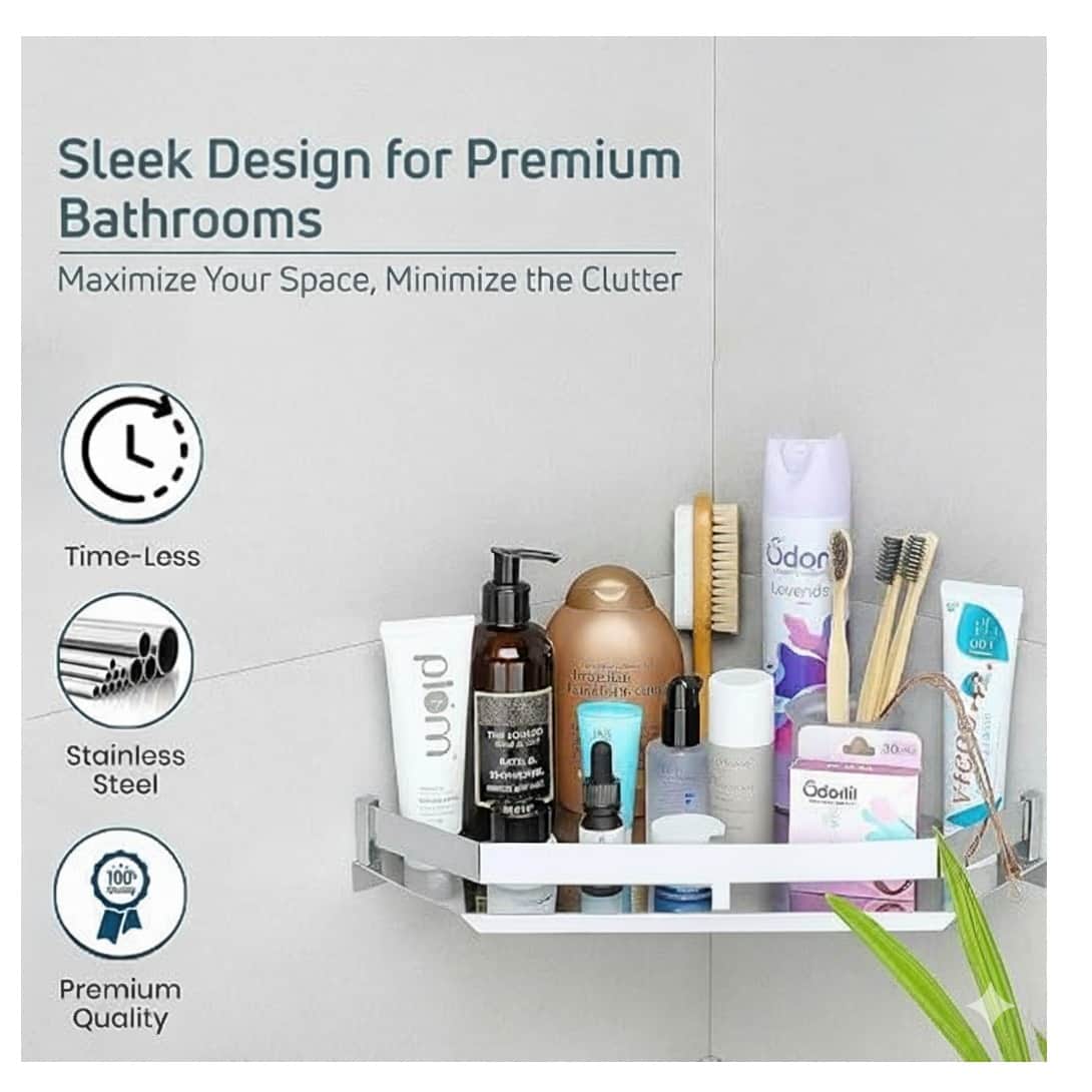 Modern Corner Shelf Stand (Diamond Shape) (30x30x5cm) - rear_view