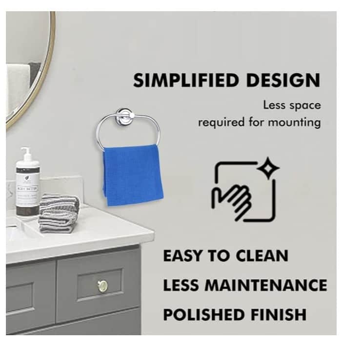 Modern Bathroom Towel Ring Holder (Oval) - rear_view
