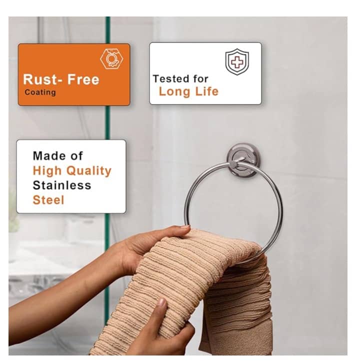 Stainless Steel Towel Ring for Bathroom/Wash Basin (Chrome Finish)