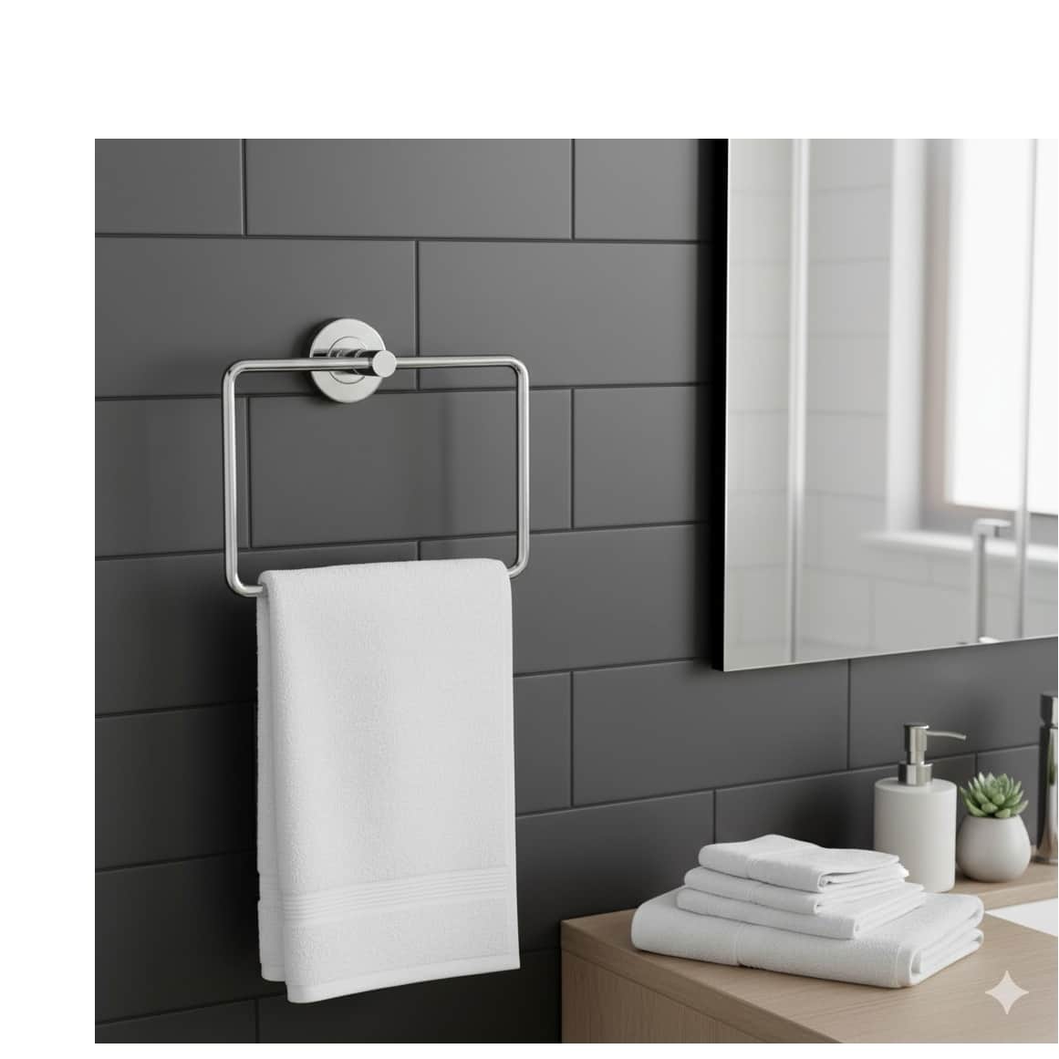 Stainless Steel Towel Ring/Napking Ring Square Shape (16x7") - left_view