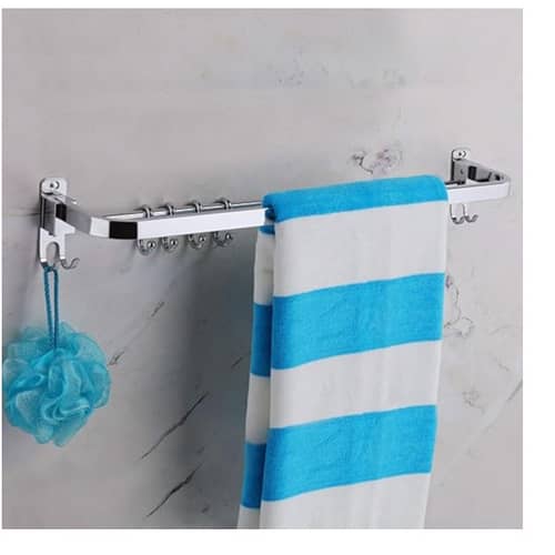 Anti-Rust Folding Towel Rack with Hooks