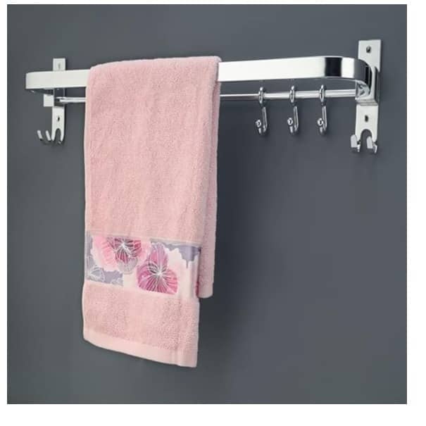 Anti-Rust Folding Towel Rack with Hooks