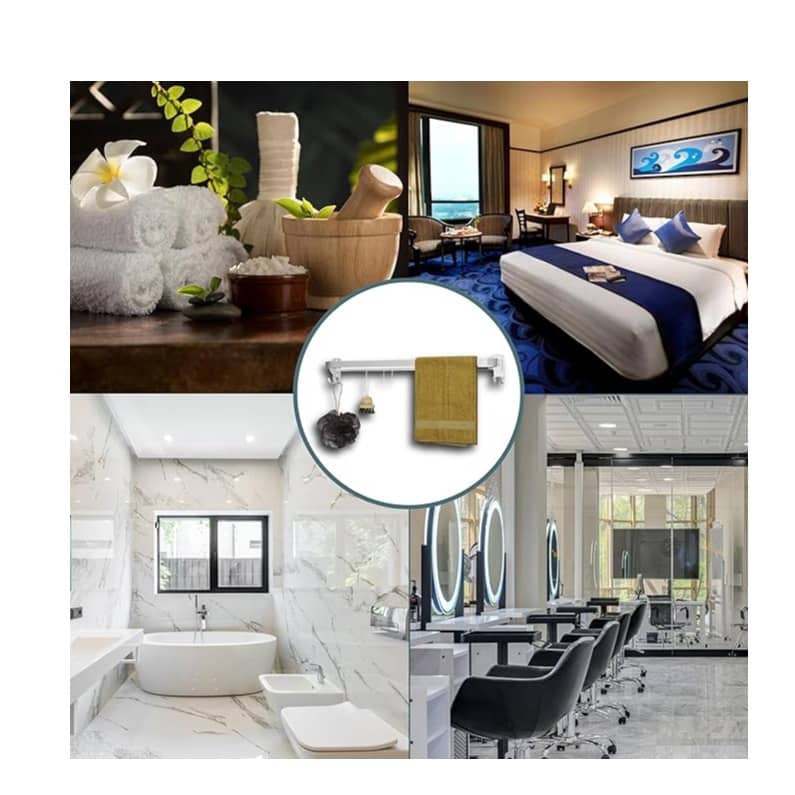 Anti-Rust Folding Towel Rack with Hooks