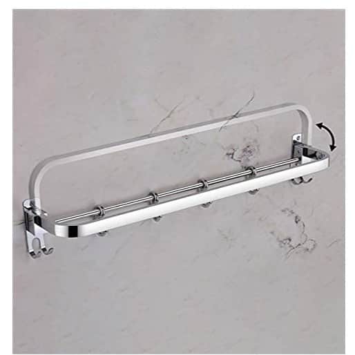 Anti-Rust Folding Towel Rack with Hooks - left_view
