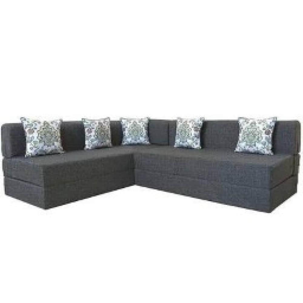 L Shaped 5 Seater Double Foam Fold Out Sofa Cum Bed - photo