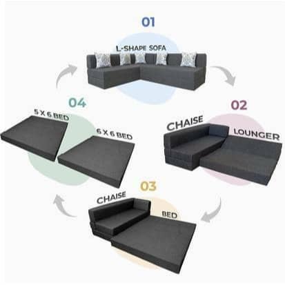 L Shaped 5 Seater Double Foam Fold Out Sofa Cum Bed