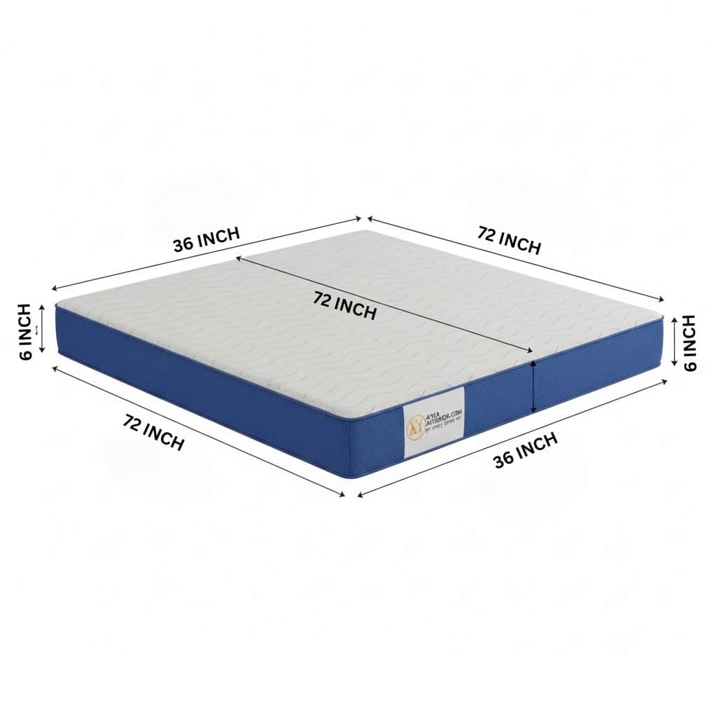 Single Size Orthopedic Mattress (72x36x6 Inch) | Medium-Firm Feel, PainRelease Technology & Spine Support - left_view