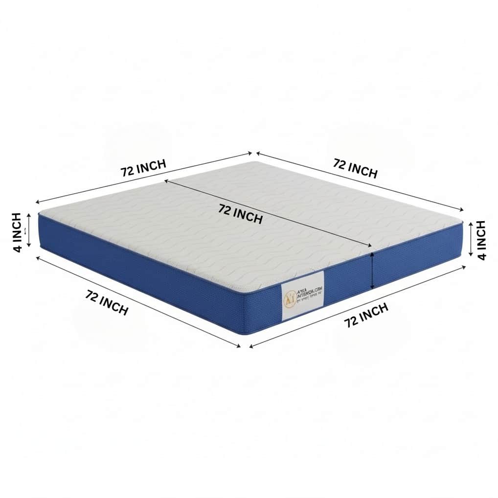 Kinge Size Orthopedic Mattress (72x72x4 Inch) | Medium-Firm Feel, PainRelease Technology & Spine Support - left_view
