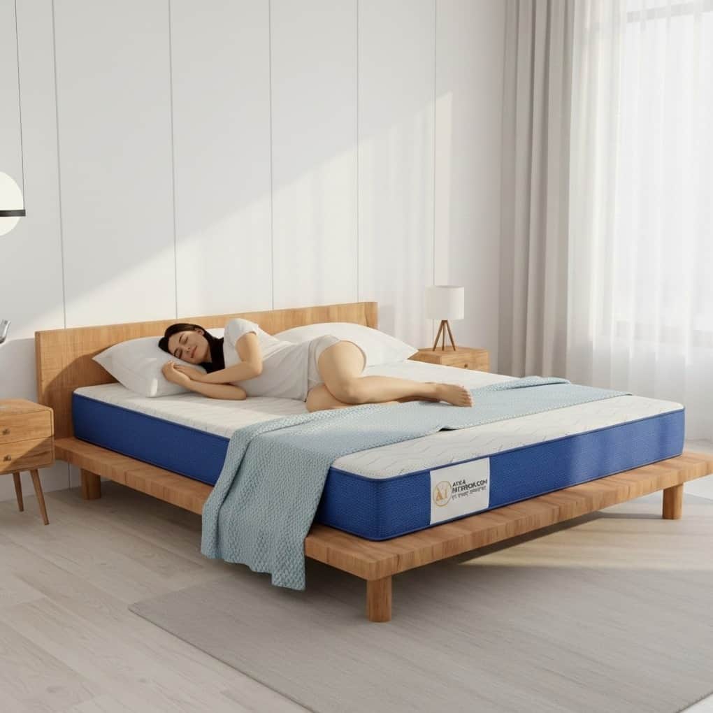 King Size Orthopedic Mattress (72x72x8 Inch) | Medium-Firm Feel, PainRelease Technology & Spine Support - rear_view