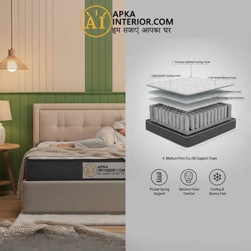 Single Size Pocket Spring Mattress with Memory Foam Layer | Medium Soft, Bouncy & Zero Partner Disturbance (72x36x6)